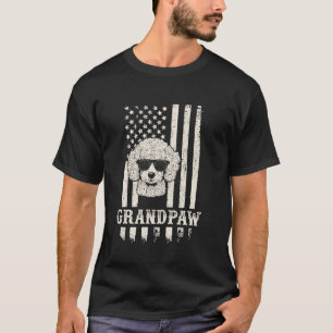 Opa Pudel Amerikanische Flagge Sonnenbrille Retro  T-Shirt