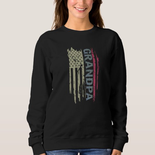 Opa Retro-Amerikanische Flagge Sweatshirt (Vorderseite)