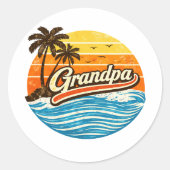 Opa Retro-Sonnenuntergangs-Design Runder Aufkleber (Vorderseite)