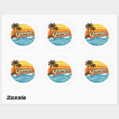 Opa Retro-Sonnenuntergangs-Design Runder Aufkleber (Blatt)