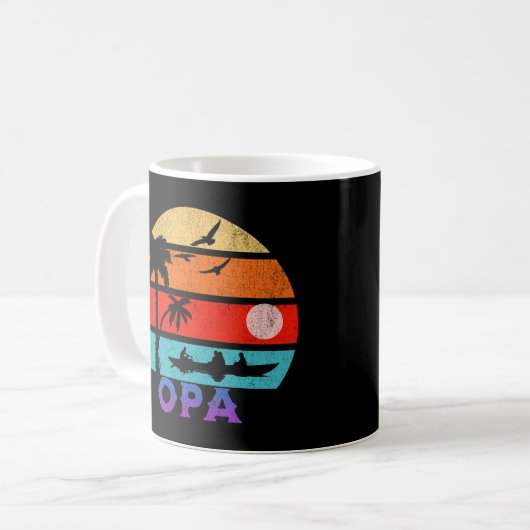 Opa Retro Sunset Ocean Großvater Kaffeetasse (Vorderseite Links)
