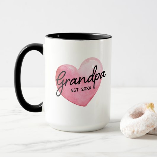 Opa Reveal Gründungsdatum Herz Tasse (Mit Donut)