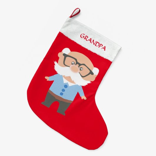 Opa Rot Großer Weihnachtsstrumpf (Vorderansicht (hängend))