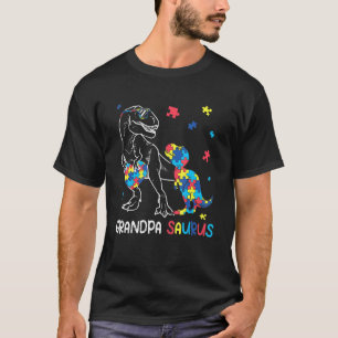 Opa Saurus Autismus-Bewusstsein Autistischer Dinos T-Shirt