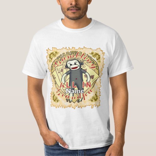 Opa-Socken-Affe Poker T-Shirt (Vorderseite)