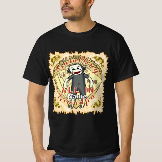 Opa-Socken-Affe Poker T-Shirt (Vorderseite)
