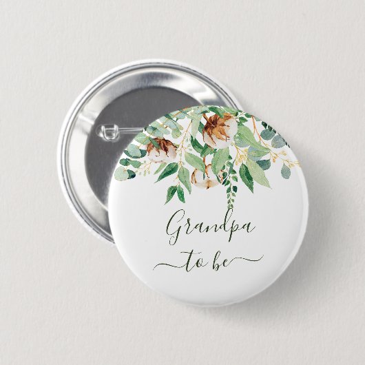 Opa to be Eucalyptus Greenery Großvater Button (Vorne & Hinten)