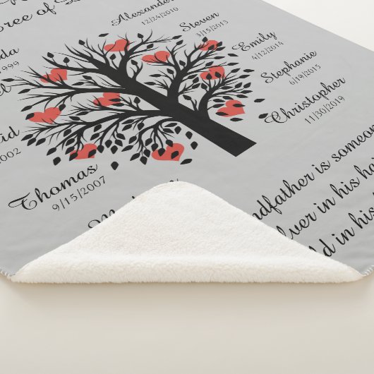 Opa Tree (Herzen) Schwarz/Grau 10 Namen & Daten Sherpadecke (3/4)