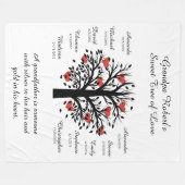 Opa Tree (Herzen) Schwarz/Weiß 10 Namen & Daten Fleecedecke (Vorderseite (Horizontal))
