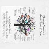 Opa Tree (Herzen) Schwarz/Weiß 10 Namen & Daten Fleecedecke (Vorderseite (Horizontal))