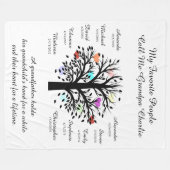 Opa Tree (Herzen) Schwarz/Weiß 10 Namen & Daten Fleecedecke (Vorderseite (Horizontal))