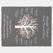 Opa Tree (Herzen), Weiß/Grau 10 Namen & Daten Fleecedecke (Vorderseite (Horizontal))