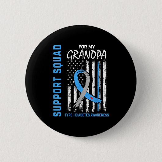 Opa Typ 1 Diabetes Shirt USA Flag Support Squ Button (Vorderseite)