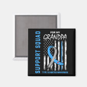 Opa Typ 1 Diabetes Shirt USA Flag Support Squ Magnet (Vorderseite/Rückseite)