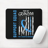 Opa Typ 1 Diabetes Shirt USA Flag Support Squ Mousepad (Mit Mouse)