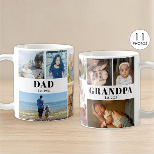 Opa und Papa Jahr Est. 11 Fotocollage Kaffeetasse