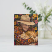 Opa und seine Katze Postkarte (Stehend Vorderseite)