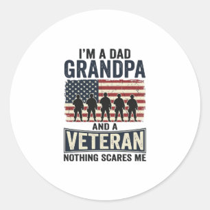 Opa Veteran Patriotes Vintage-Shirt-Design Runder Aufkleber