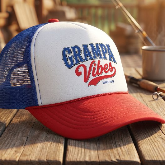 Opa-Vibes Rot Blau Retro-Textdesign Truckerkappe