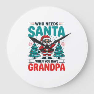 Opa Weihnachten Santa Familie Große Wanduhr