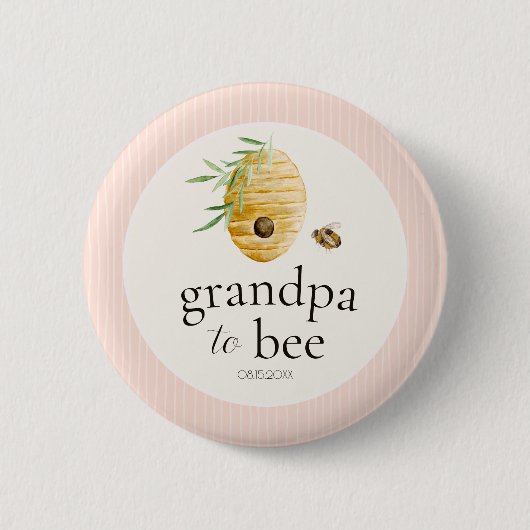 Opa wird zur Biene Rosa Mädchen Baby Shower Famili Button (Vorderseite)