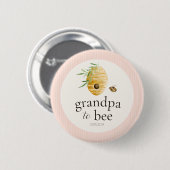 Opa wird zur Biene Rosa Mädchen Baby Shower Famili Button (Vorne & Hinten)