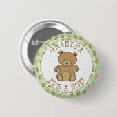 Opa zu Teddy Bear Sein Junge Button (Vorne & Hinten)
