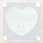 Opal 14. Hochzeitstag Herz Glas Glasuntersetzer (Rückseite)