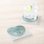 Opal 14th Wedding Anniversary Heart Glass Glasuntersetzer<br><div class="desc">Celebrate 14 years of love with this Opal 14th Wedding Anniversary Heart Glass Coaster. Featuring an elegant heart design inspired by the beautiful opal gemstone, this coaster is the perfect keepsake to mark this special milestone. Crafted with care and designed to add a touch of sophistication to any home, this...</div>