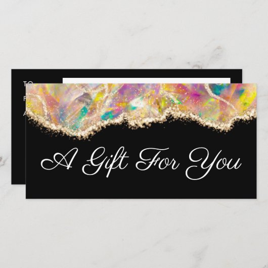 opal auf schwarzer Schenkungsurkunde (Vorne/Hinten)