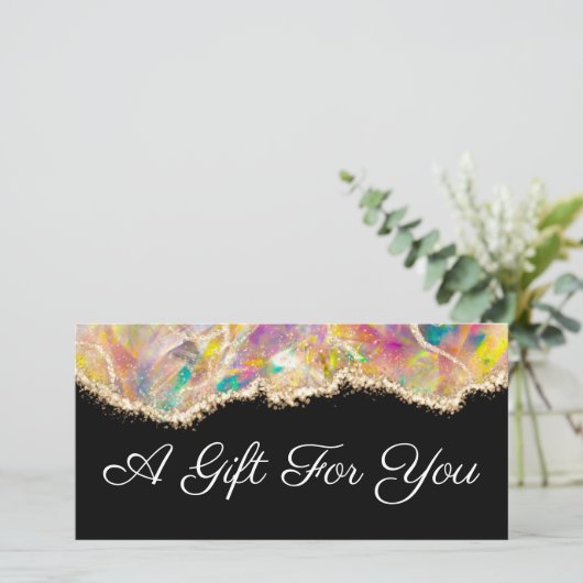 opal auf schwarzer Schenkungsurkunde (Stehend Vorderseite)