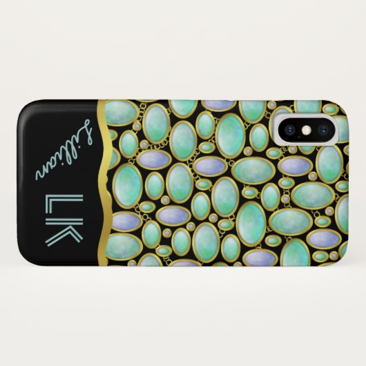 Opal Brooch Kettenmonogramm Muster Case-Mate iPhone Hülle (Rückseite (Horizontal))