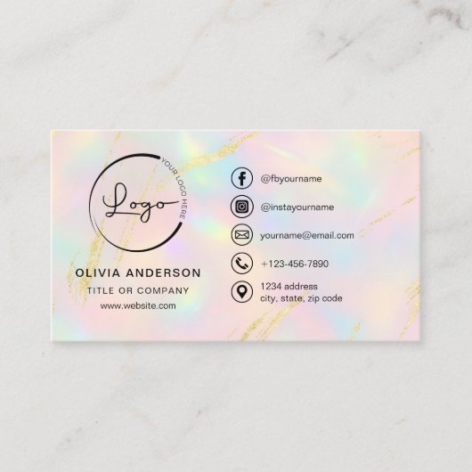 Opal Business Logo Social Media Visitenkarte (Vorderseite)