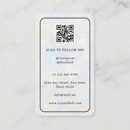 Opal Crystal Ball Psychisches Medium QR Code Visitenkarte (Rückseite)