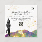 *~* Opal Crystal Gold Glitzer QR Goddess Quadratische Visitenkarte (Rückseite)