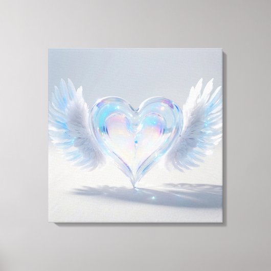 *~* Opal Crystal Heart Angel Wings AP78 Leinwanddruck (Vorderseite)