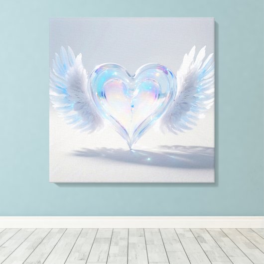 *~* Opal Crystal Heart Angel Wings AP78 Leinwanddruck (Insitu (Holzboden))