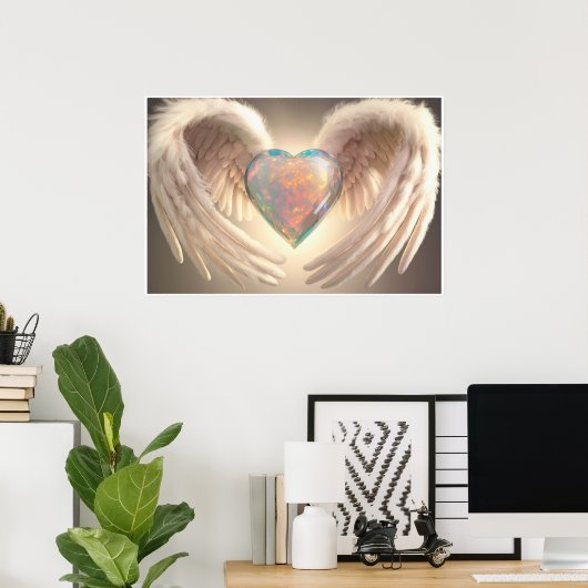 *~*~ Opal Crystal Heart Angel Wings AP78 Poster (Heimbüro)
