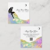 *~* Opal Crystal Woman Gold Glutter QR Quadratische Visitenkarte (Vorne/Hinten)