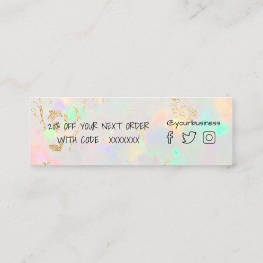 opal danke Ihnen Discount-Karte Mini Visitenkarte (Rückseite)