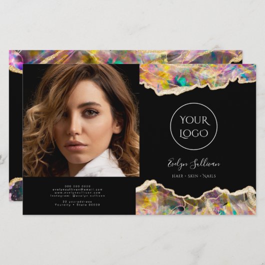 Opal-Design auf der schwarzen Doppelbroschüre (Vorne/Hinten)
