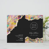 Opal Design auf der schwarzen Menübroschüre (Stehend Vorderseite)