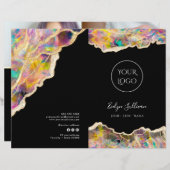 Opal Design auf der schwarzen Menübroschüre (Vorne/Hinten)