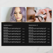 Opal Design auf der schwarzen Menübroschüre (Rückseite)