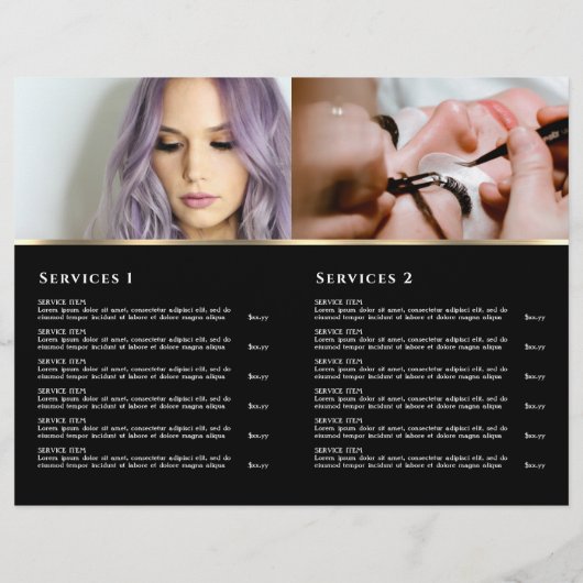 Opal Design auf der schwarzen Menübroschüre (Rückseite)