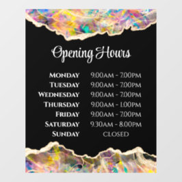 Opal Design auf Schwarz-Öffnungszeiten Fensterklam Fensteraufkleber