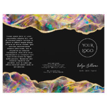 Opal-Design auf schwarzer Broschüre