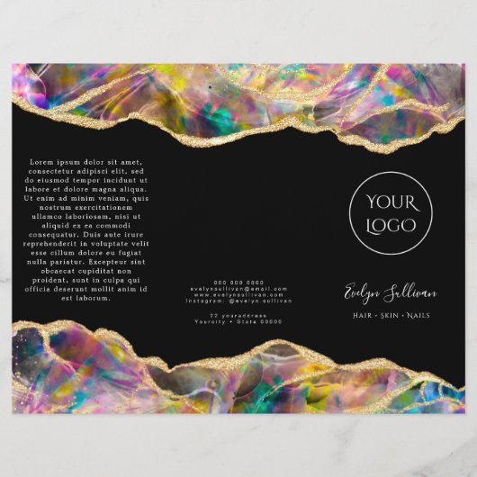 Opal-Design auf schwarzer Broschüre (Vorderseite)