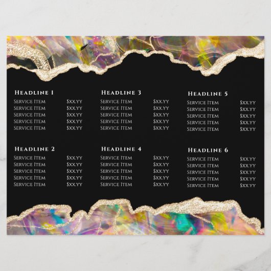 Opal-Design auf schwarzer Broschüre (Rückseite)