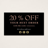 Opal Design schwarz Danke Discount Card (Rückseite)